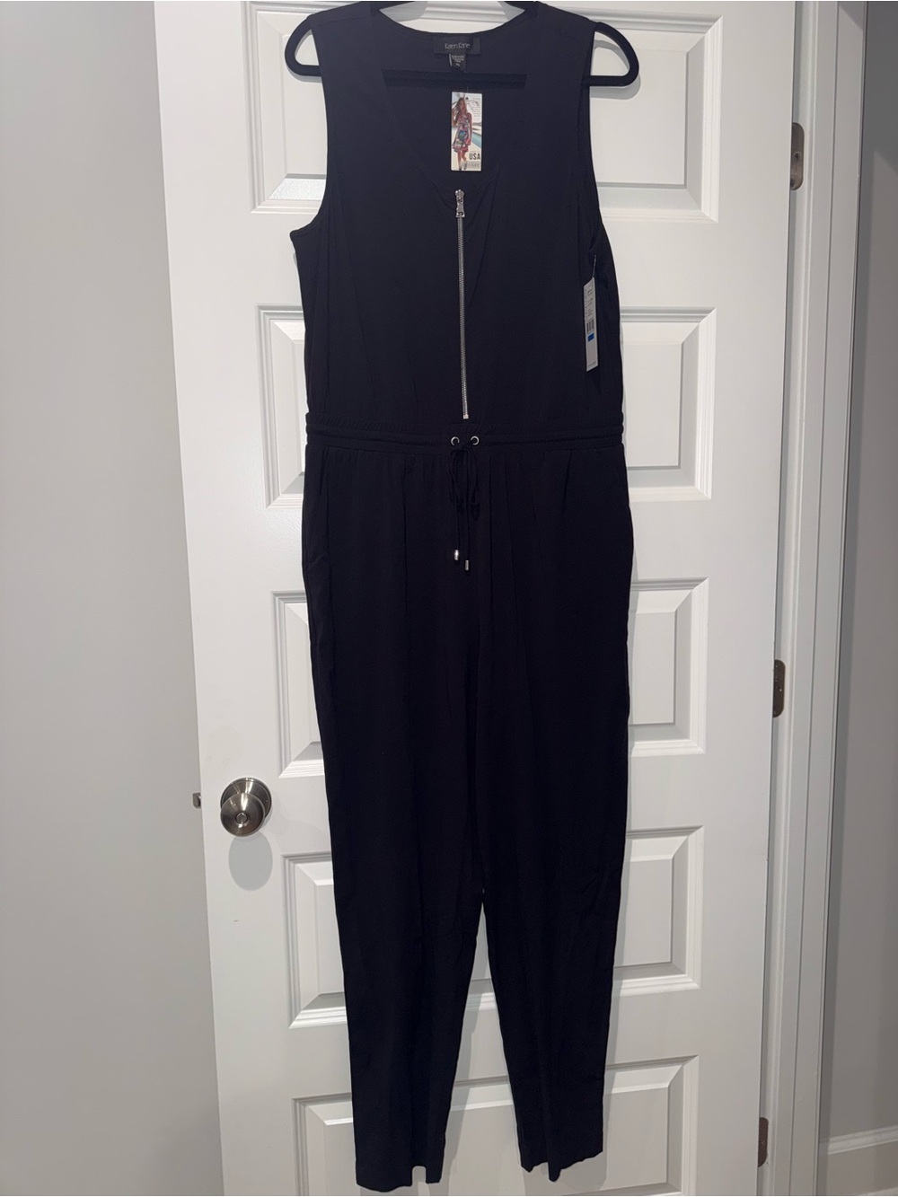 Karen Kane Black Sleeveless Zip-Front Jumpsuit
